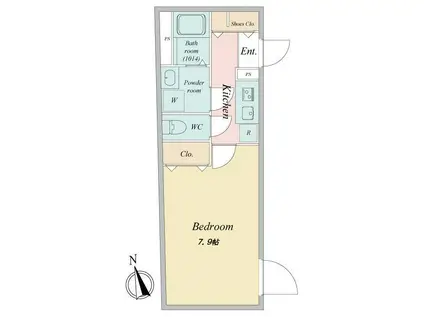 LIVEFLAT国分寺(1K/1階)の間取り写真