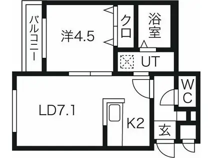 ルジュール麻生(1LDK/1階)の間取り写真