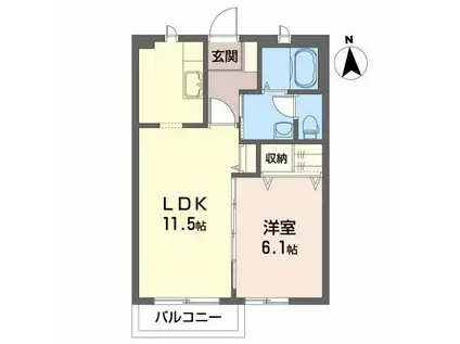 ルガール大谷B(1LDK/1階)の間取り写真