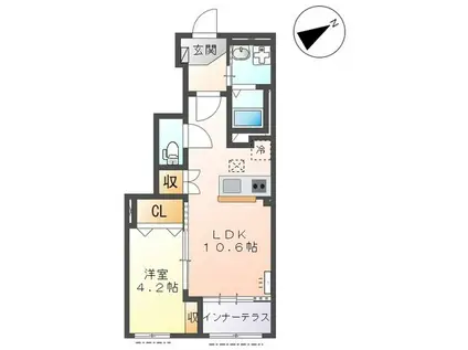 ブルーベリー(1LDK/1階)の間取り写真