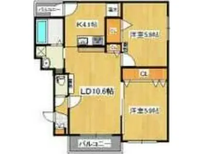 ハイパールN18(2LDK/3階)の間取り写真