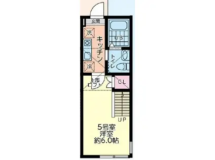 シティハイツ新磯野1号棟(1K/2階)の間取り写真