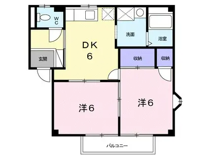 ボナール平野B棟(2DK/2階)の間取り写真