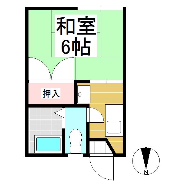 フォーブル常陵(1K/1階)の間取り写真