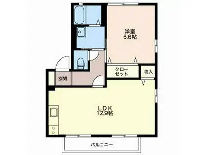 アネーロ(1LDK/2階)の間取り写真