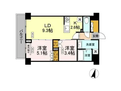 ロイジェント西新井(2LDK/3階)の間取り写真