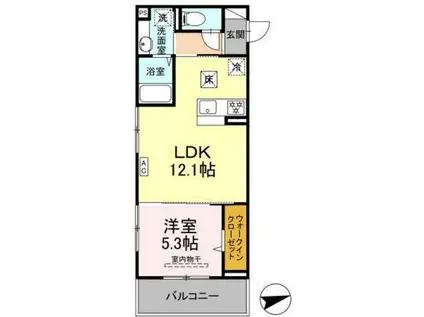 メゾングランレーヴ A棟(1LDK/1階)の間取り写真