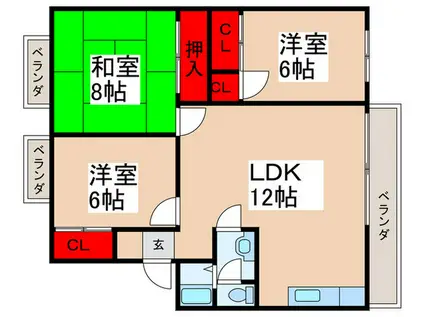 ロイヤルヒルアビコA棟(3LDK/3階)の間取り写真