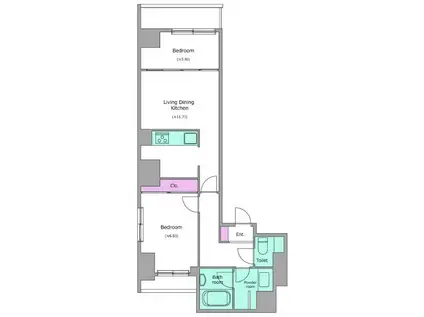 HALUWA芝公園(2LDK/2階)の間取り写真