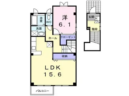 グランデムツミK(1LDK/2階)の間取り写真