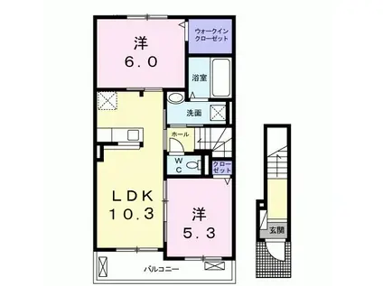 カサブランカ(2LDK/2階)の間取り写真