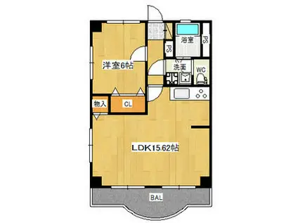 常陸ハイツ(1LDK/1階)の間取り写真