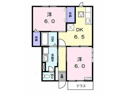 レジデンス弥(2DK/1階)の間取り写真