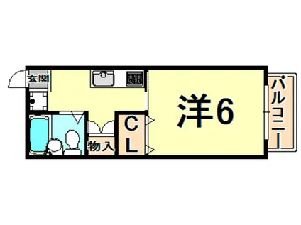 シティーハイムケント(1K/2階)の間取り写真