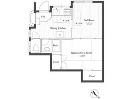 フジビュー大崎 (2DK/1階)の間取り写真