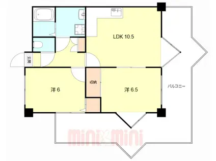 ジオナ塚本(2LDK/6階)の間取り写真