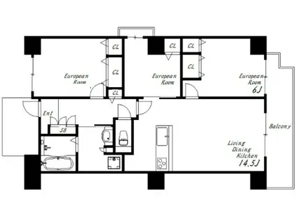 アスピア明石東館(3LDK/6階)の間取り写真