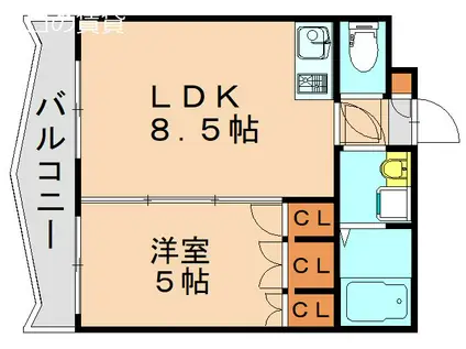 ロイヤルセンターBLD(1LDK/14階)の間取り写真