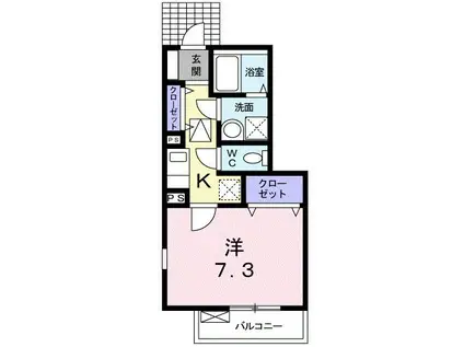プリムローズ(1K/1階)の間取り写真