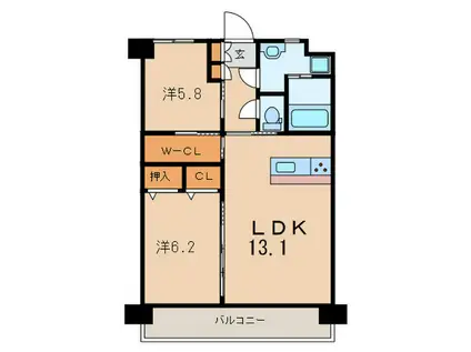 フローラ菜園場(2LDK/7階)の間取り写真