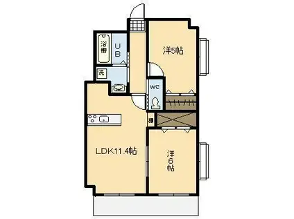 レジデンス和知川原 A棟(2LDK/4階)の間取り写真