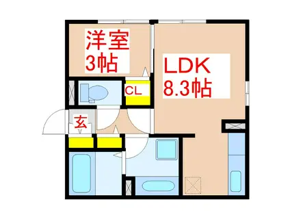 ヴィーブル城山(1LDK/2階)の間取り写真