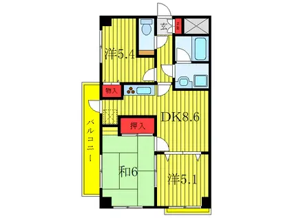 ルート南常盤台(3DK/4階)の間取り写真