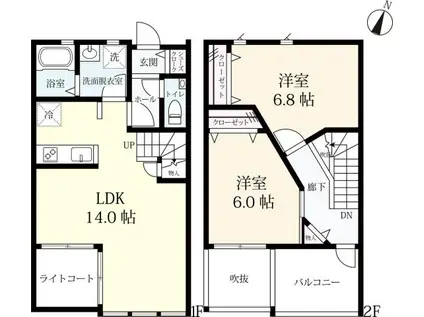 プレミアムアイランド上峰III(2LDK/1階)の間取り写真