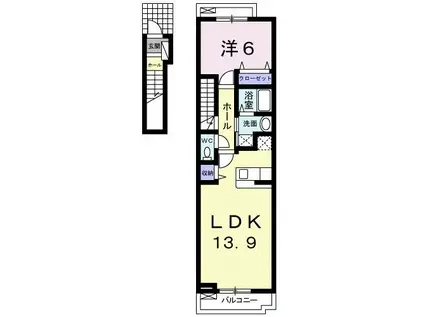 かいがん(1LDK/2階)の間取り写真
