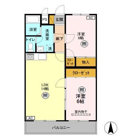 ローズウィング三番館(2LDK/3階)の間取り写真