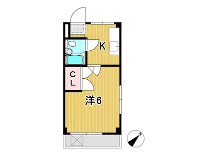 青葉ハイツ(1K/2階)の間取り写真