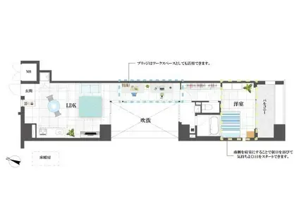 DUO ウエスト(1LDK/9階)の間取り写真
