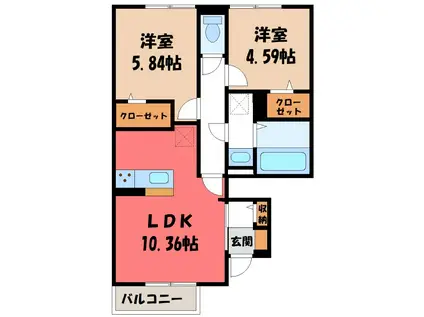 エスポワール・セレーノII(2LDK/1階)の間取り写真