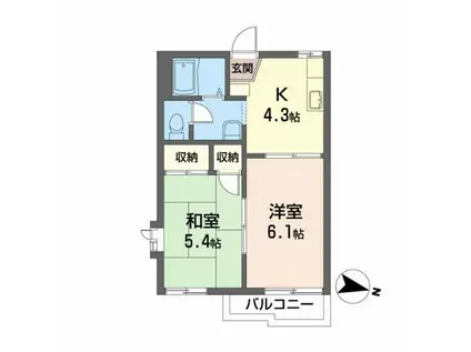 フレグランス台原(2K/2階)の間取り写真