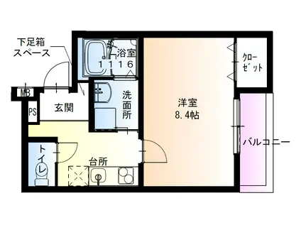フジパレス長洲公園III番館(1K/3階)の間取り写真