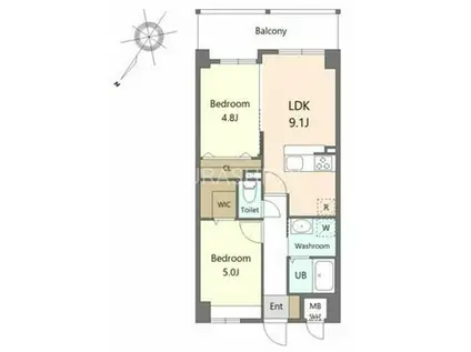 ALIVIS諸岡(2DK/6階)の間取り写真