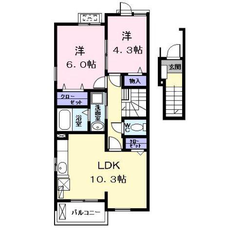 ベル・カーサ(2LDK/2階)の間取り写真