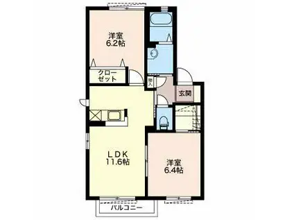 クレール・コート(2LDK/1階)の間取り写真