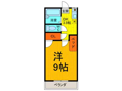 エンゼルハイム野口(1DK/1階)の間取り写真