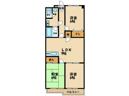 ベルジュールオーシャン(3DK/1階)の間取り写真