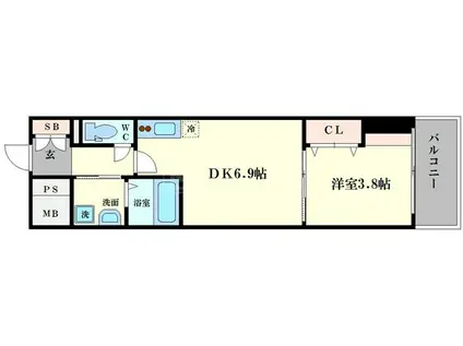 LC本町東II(1DK/2階)の間取り写真