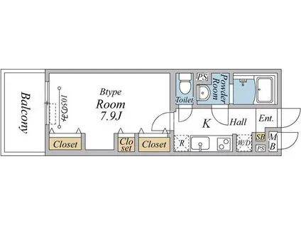 船橋市飯山満町2丁目工事(1K/3階)の間取り写真
