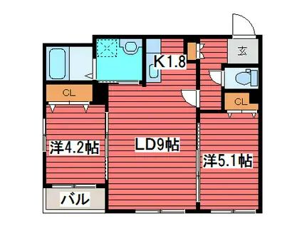 PALAIS DU ROI パレドゥロワ(2LDK/1階)の間取り写真