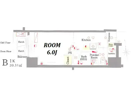 プレセダンヒルズ北千住Ⅱ(1K/2階)の間取り写真