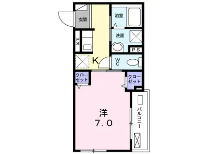 パークハイム常盤台(1K/1階)の間取り写真