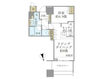 白金ザ・スカイ(1LDK/17階)の間取り写真