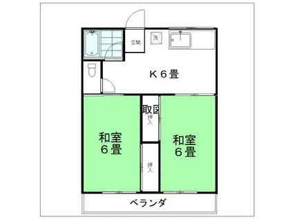 コーポ藤(2K/2階)の間取り写真