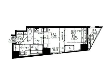 ミライズ横濱桜木町レジデンス(1LDK/8階)の間取り写真