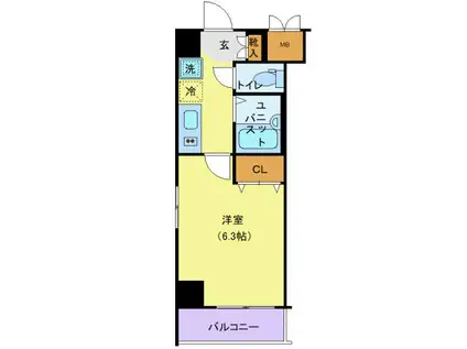 グランヴァン横濱ビアンコーヴォ(1K/3階)の間取り写真