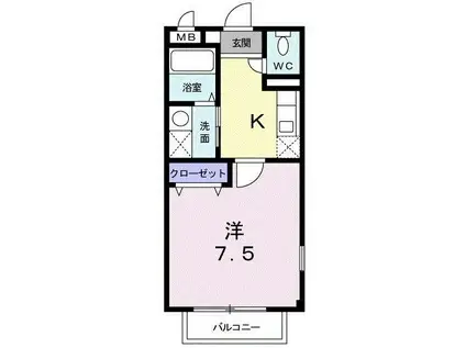 エスポアールⅠ(1K/2階)の間取り写真